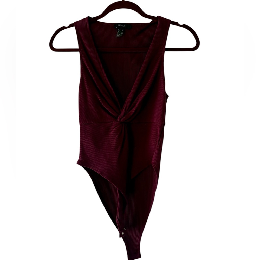Forever 21 Red Asymmetrical Sleeveless Bodysuit
